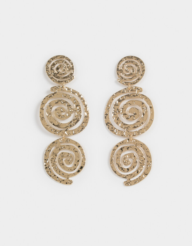 Aros Colgantes Largos Metal diferenciado Aro Largo Con Espirales - Dorado