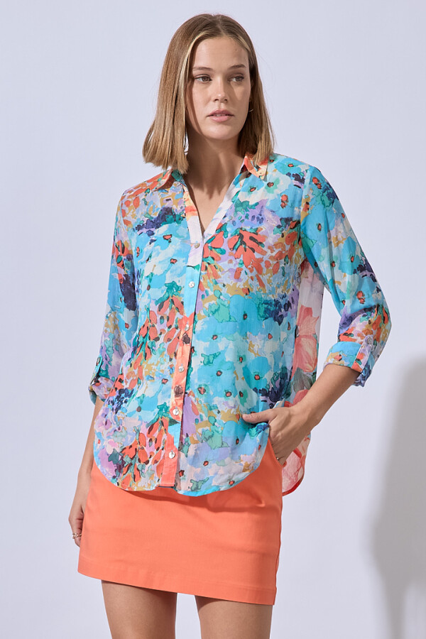 Camisa Gasa Printed CELESTE/MULTI