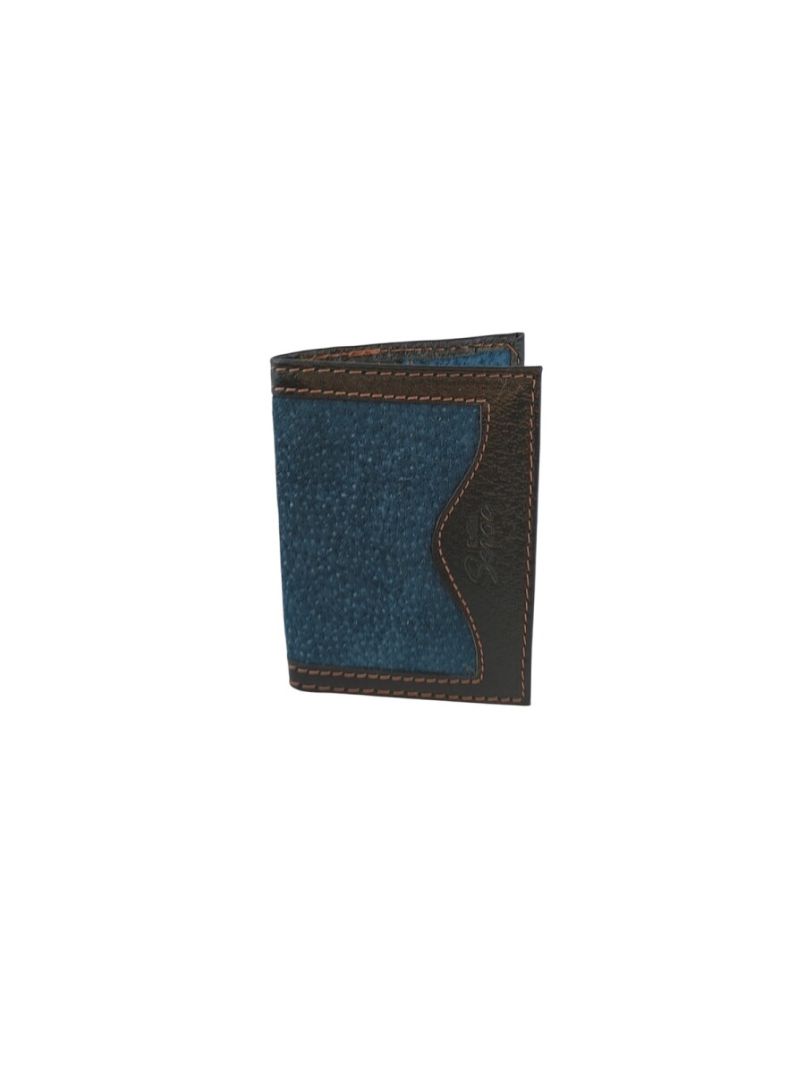 Porta Documentos Exclusivo: Cuero Genuino y Piel de Pecarí - Azul 