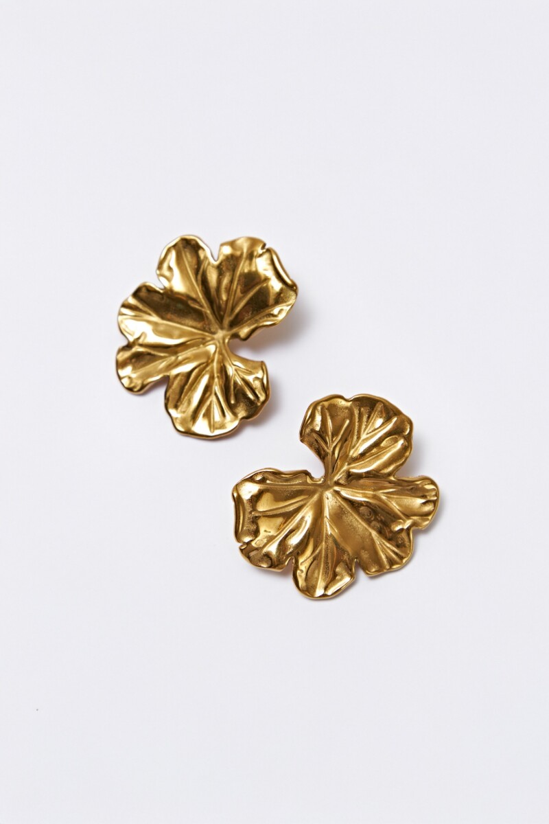 Caravanas de acero forma floral dorado