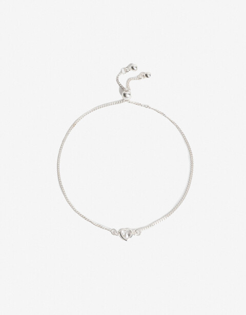 Pulseras Flexibles Strass Pulsera Con Dije Corazón Plata 925 - Plateado