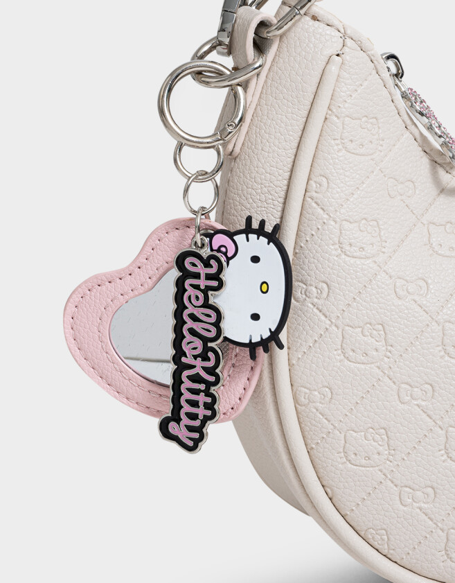 Marroquinería Licencias Cartera Con Relieve "hello Kitty" - Blanco Crema