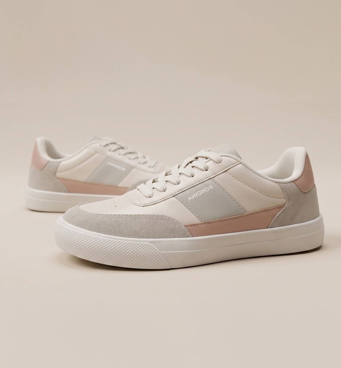 Calzado Casual. - blanco y rosa 