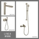 JUEGO DE GRIFERIA BRUSH NICKEL DUCHA EXTERIOR LAVATORIO ALTO DUCHA HIGIENICA 000