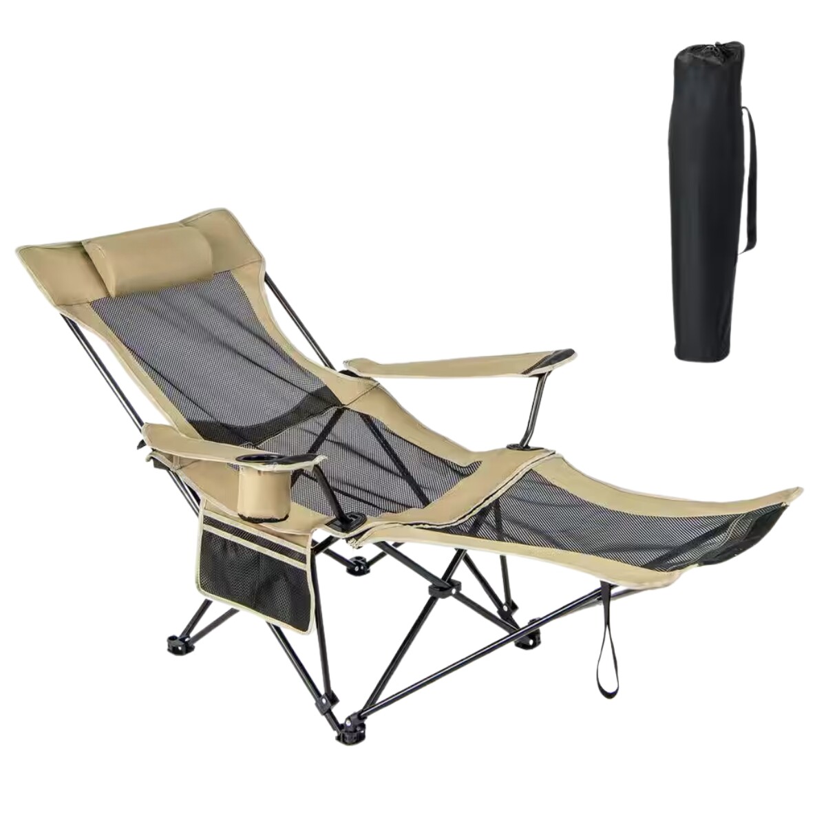 Silla plegable con reposapies Desert Fox - Beige 