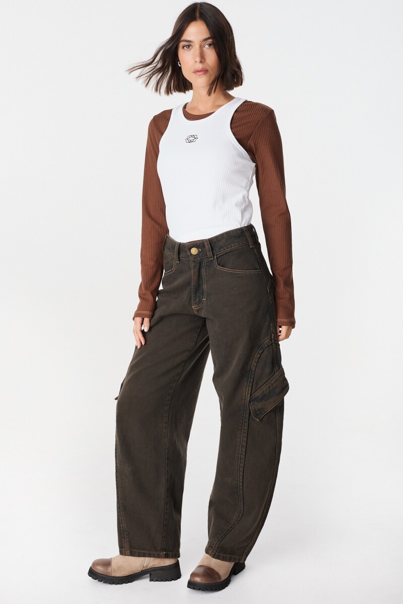 Jean Task Marron Washed