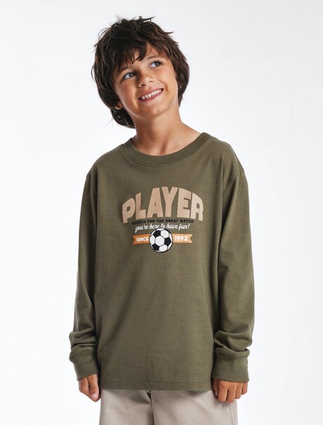 CAMISETA MANGA LARGA INFANTIL CON ESTAMPA VERDE