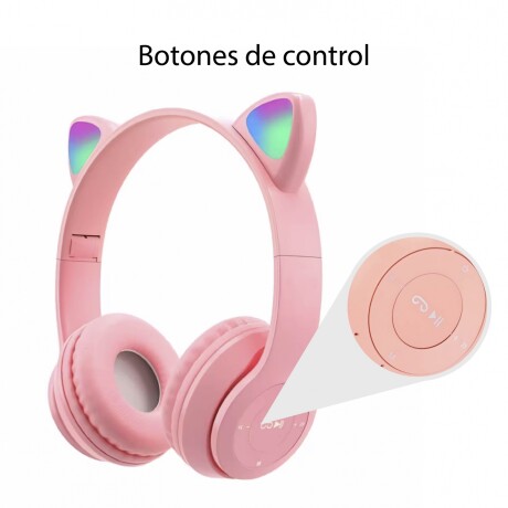 Auriculares BT Plegables Orejas Gato con Luz LED RGB Azul