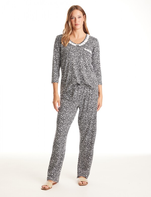 Pijama Con Pantalon NEGRO/BLANCO