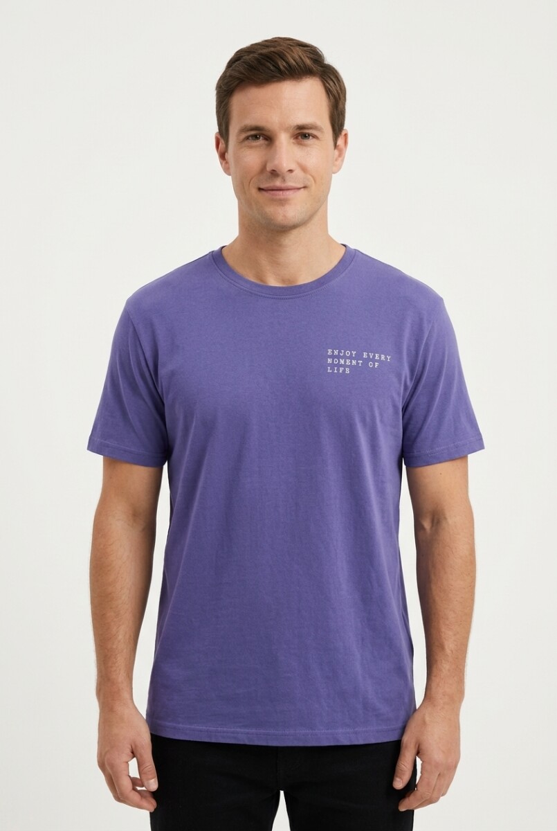 Remera m/c estampada Enjoy - Azul marino 