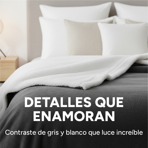 Frazada Manta Polar Con Corderito Acolchado 1 Plazas 200x150 Variante Color Gris