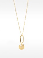 Collar De Eslabones Con Medalla Y Perla De Agua Dulce - Plata De Ley 925 dorado
