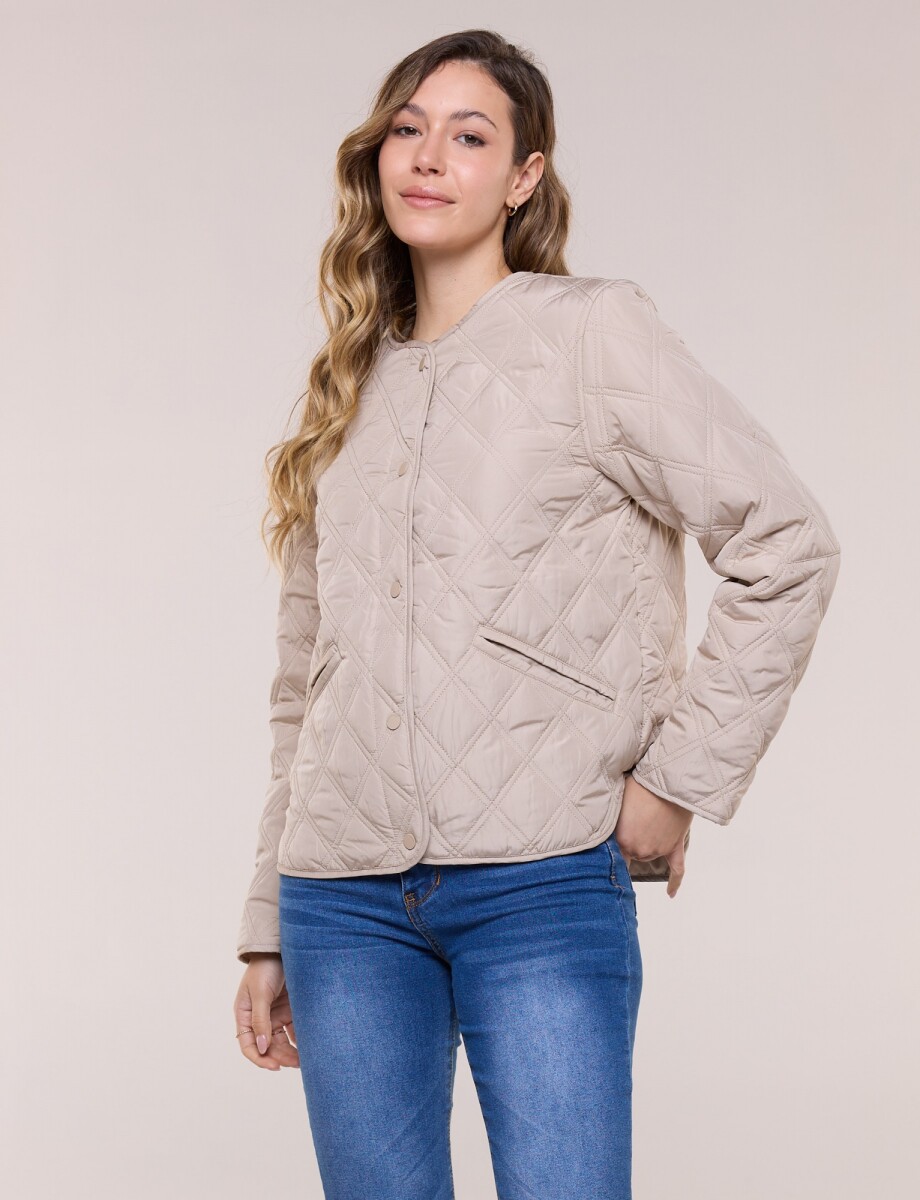 Campera Capitoneada Btns - Beige 
