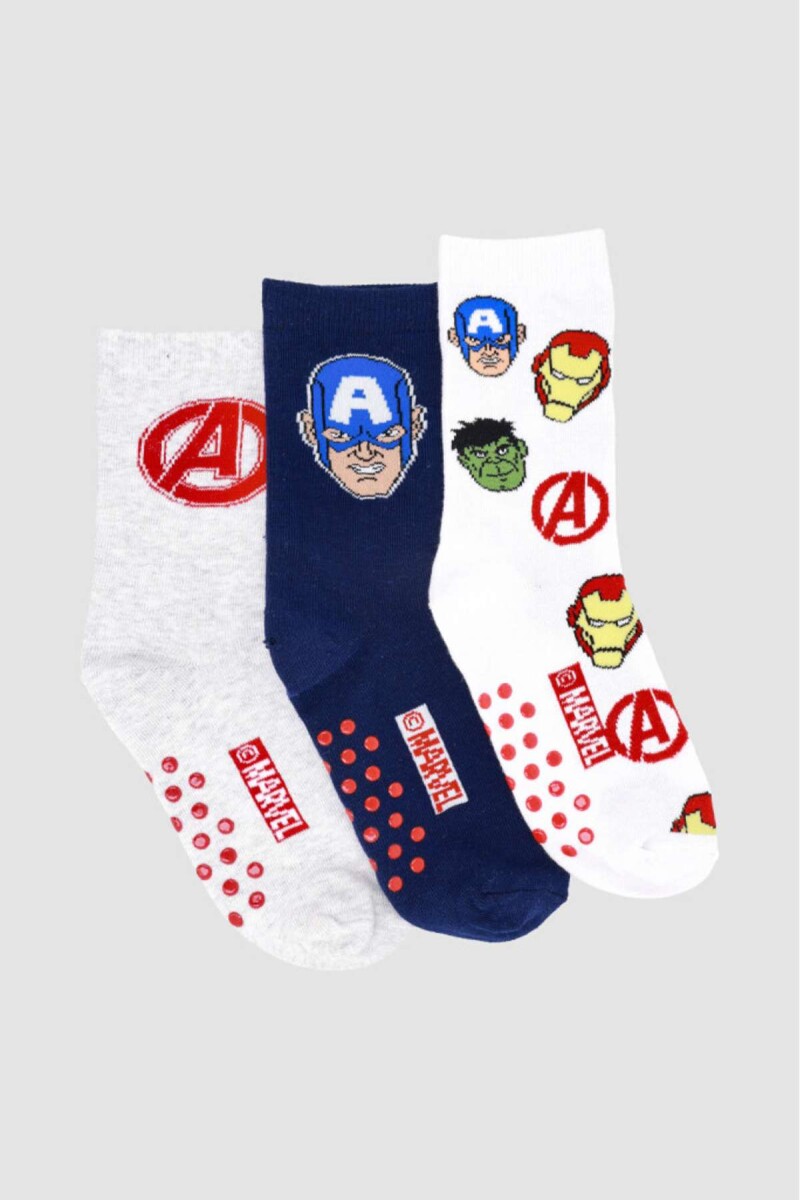Pack x3 medias algodón infantil media caña avengers super heroes - Variante 26 