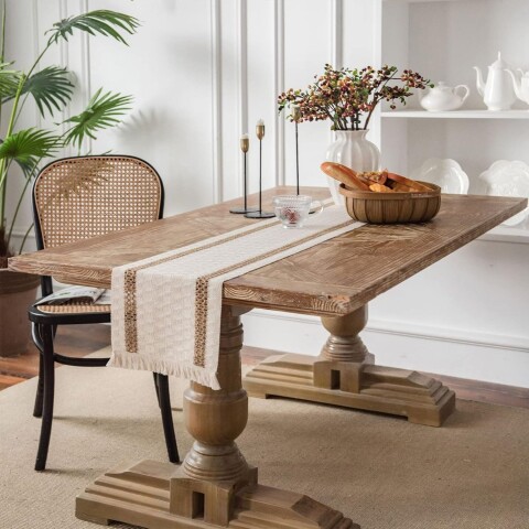Sendero caminero de mesa líneas marrón 30x180cm Sendero caminero de mesa líneas marrón 30x180cm