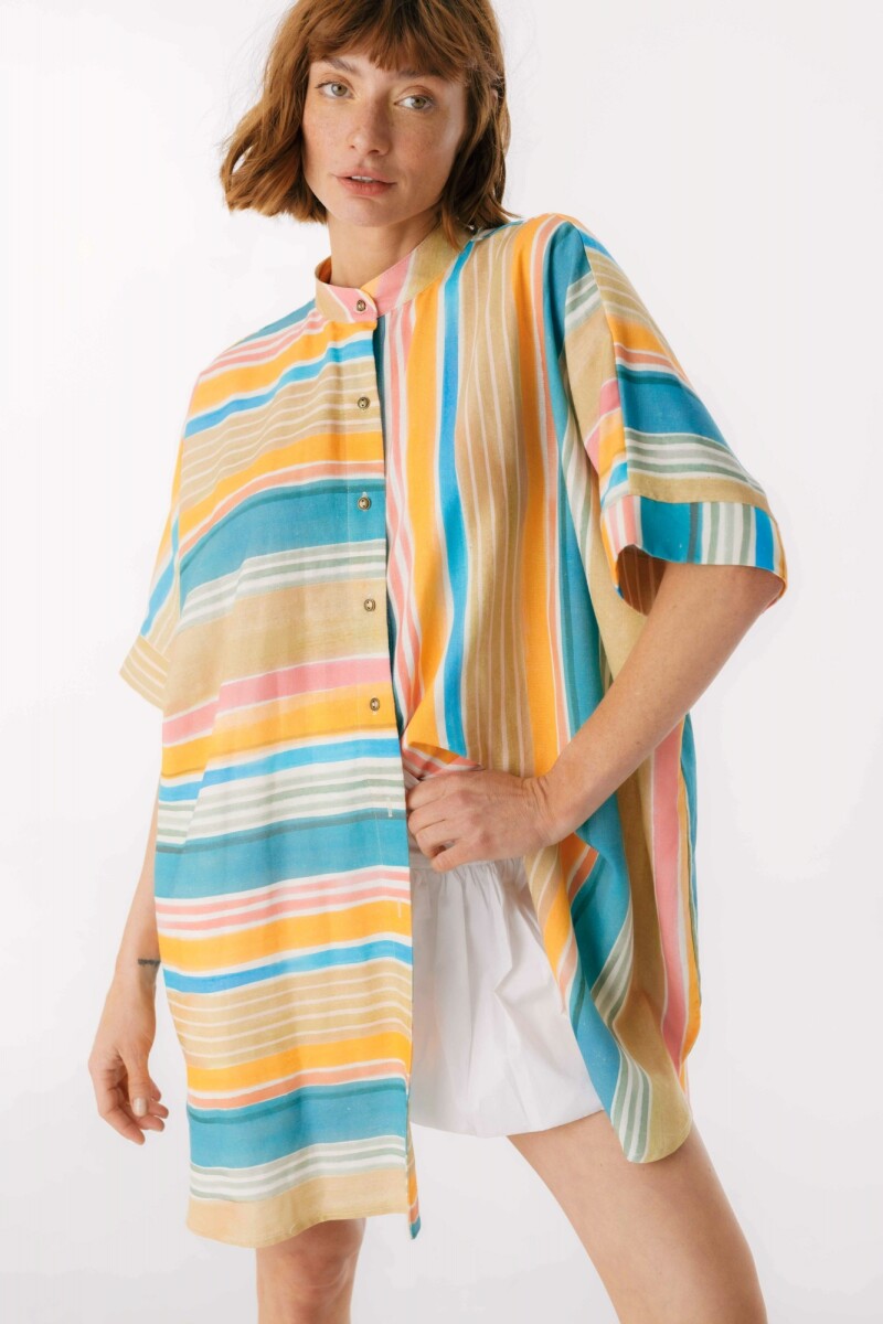 Camisa Azorella Azul/Beige