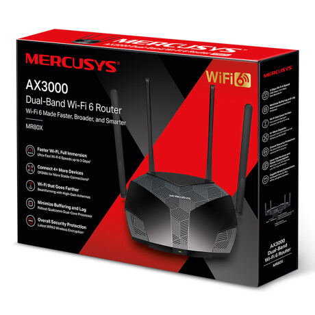 Mercusys - Router Wifi 6 de Doble Banda AX3000 MR80X - Wifi 802,11 Ax/ac/a/b/g/n. 2402MBPS a 5GHZ, 5 001