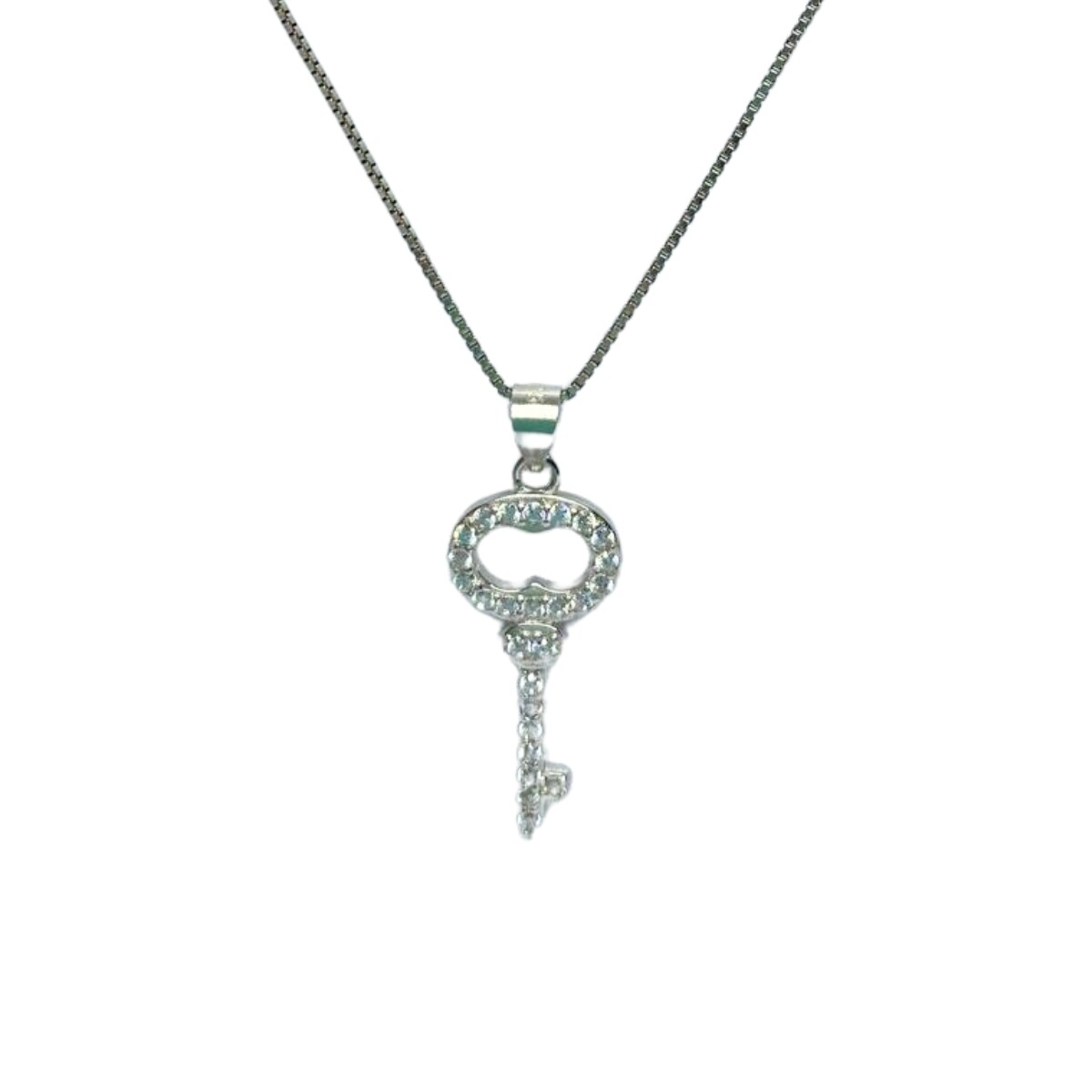 DIJE DE PLATA LLAVE CON CIRCONIAS 
