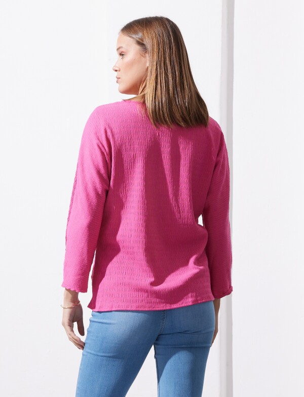 Blusa Ribs Nudo FUCSIA