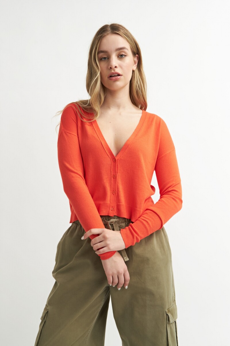 Cardigan escote V profundo - NARANJA 