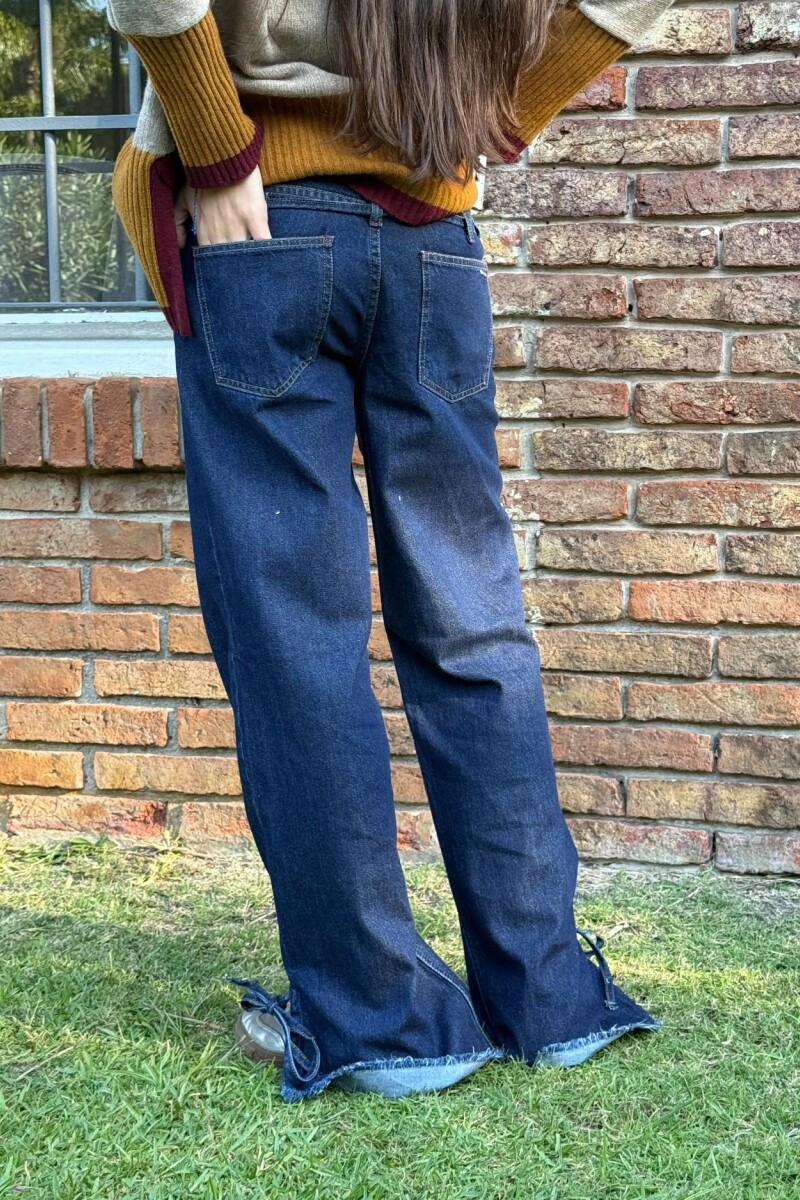 Jean Straight Belt Azul Oscuro