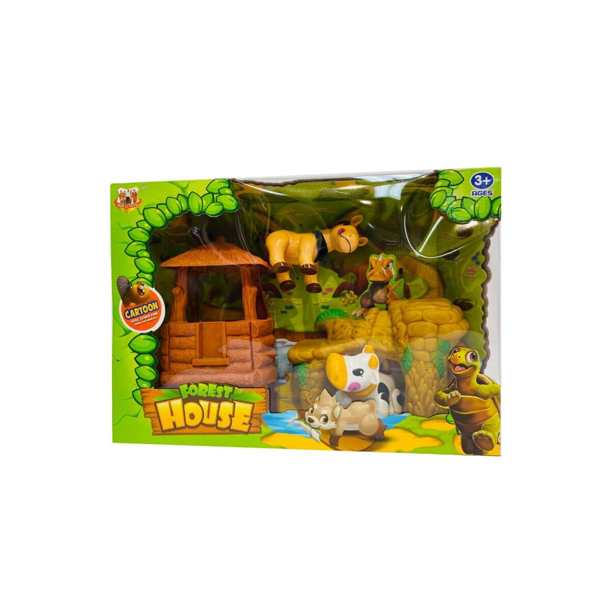 Juego Casa Del Bosque Forest House Con Caballo Y Vaca 