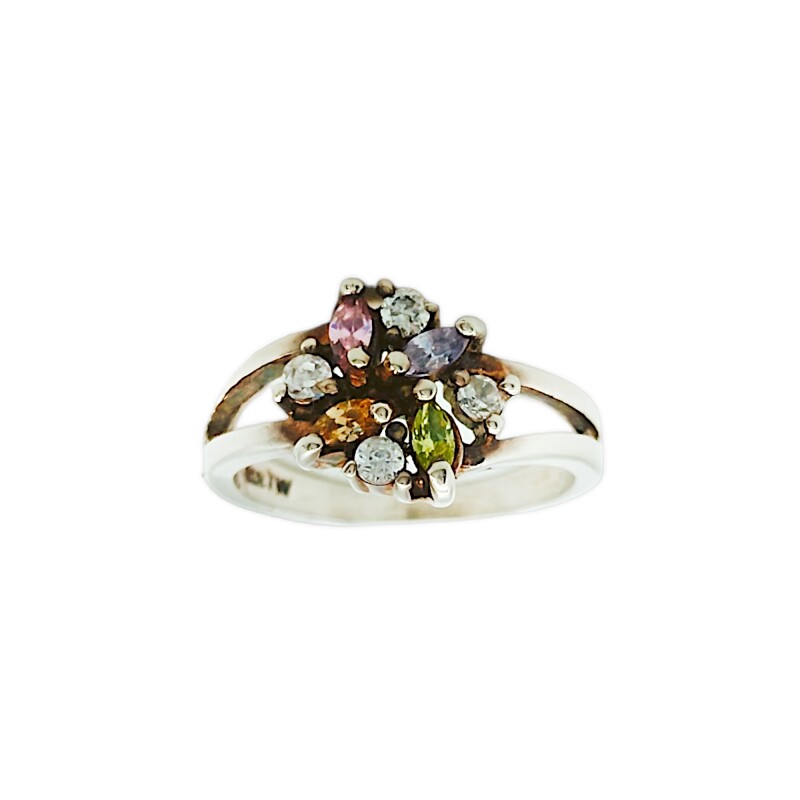 Anillo Flor-Plata 925-Piedra Zirconia Varias-AN3243 conpiedra