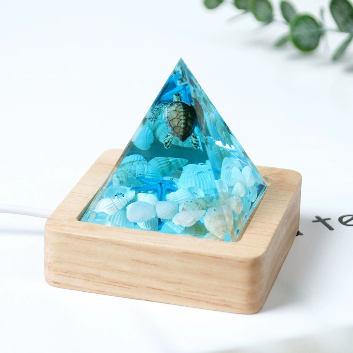 Lámpara Resina Pirámide Fondo Del Mar - Tortuga 