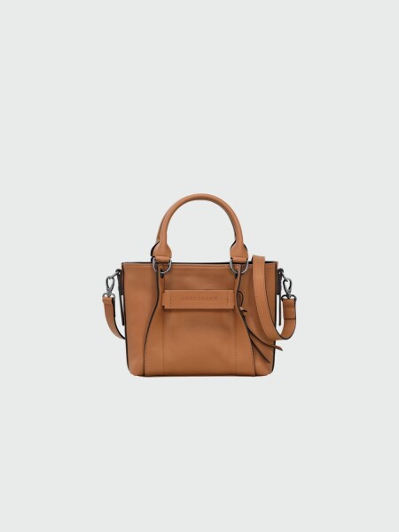 Longchamp -Cartera de cuero con correa extraible, Le pliage 3D Camel