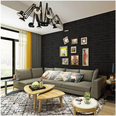 Revestimiento 3D Placas Autoadhesivas 70x77cm Pvc 8mm Negro