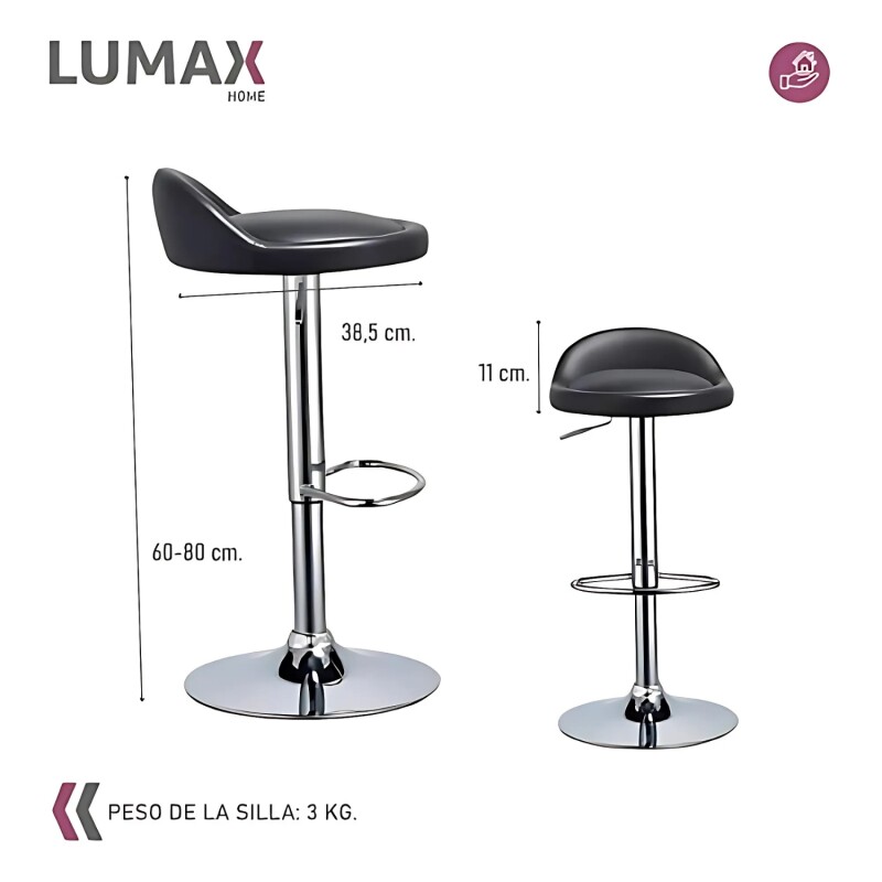 Taburete con Altura Regulable Respaldo Apoyapies Ecocuero Negro