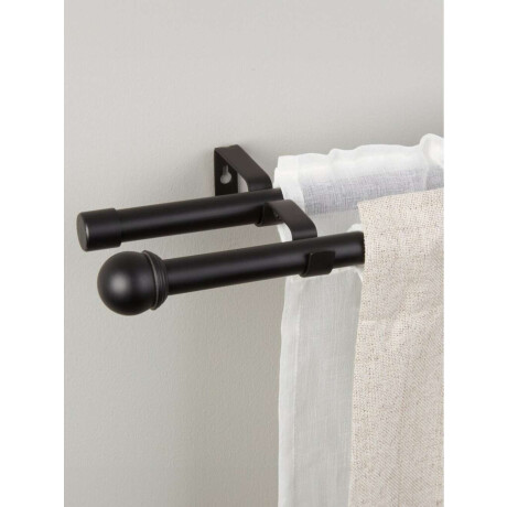 Barra cortina doble BALL 200-340cm Negro