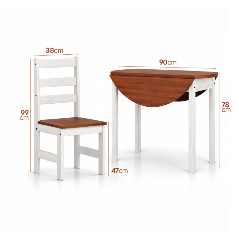 JUEGO DE COMEDOR REDONDO 4 SILLAS MESA REBATIBLE BLANCO CERA 1MTS Juego De Comedor Redondo 4 Sillas Mesa Rebatible Blanco Cera 1mts