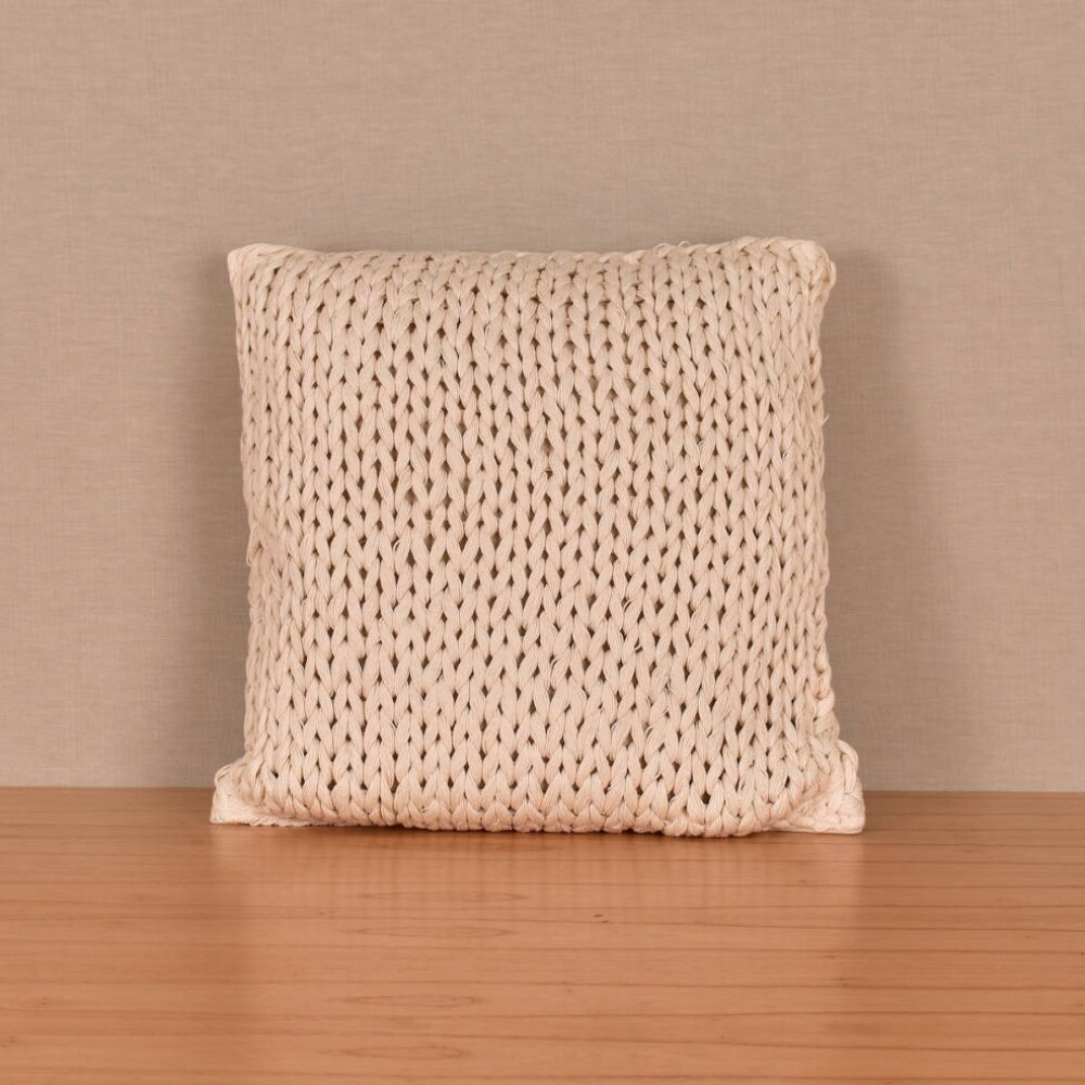 Almohadón Deco Tejido Doble Punto - Pilar Crudo