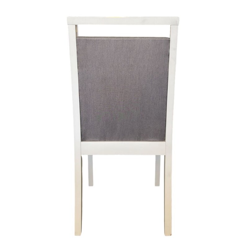 SILLA EN MADERA LACA BLANCA - TAPIZADA TELA GRIS SILLA EN MADERA LACA BLANCA - TAPIZADA TELA GRIS