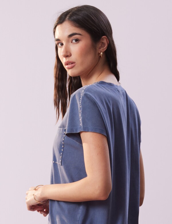 Remera Algodon Tachas AZUL