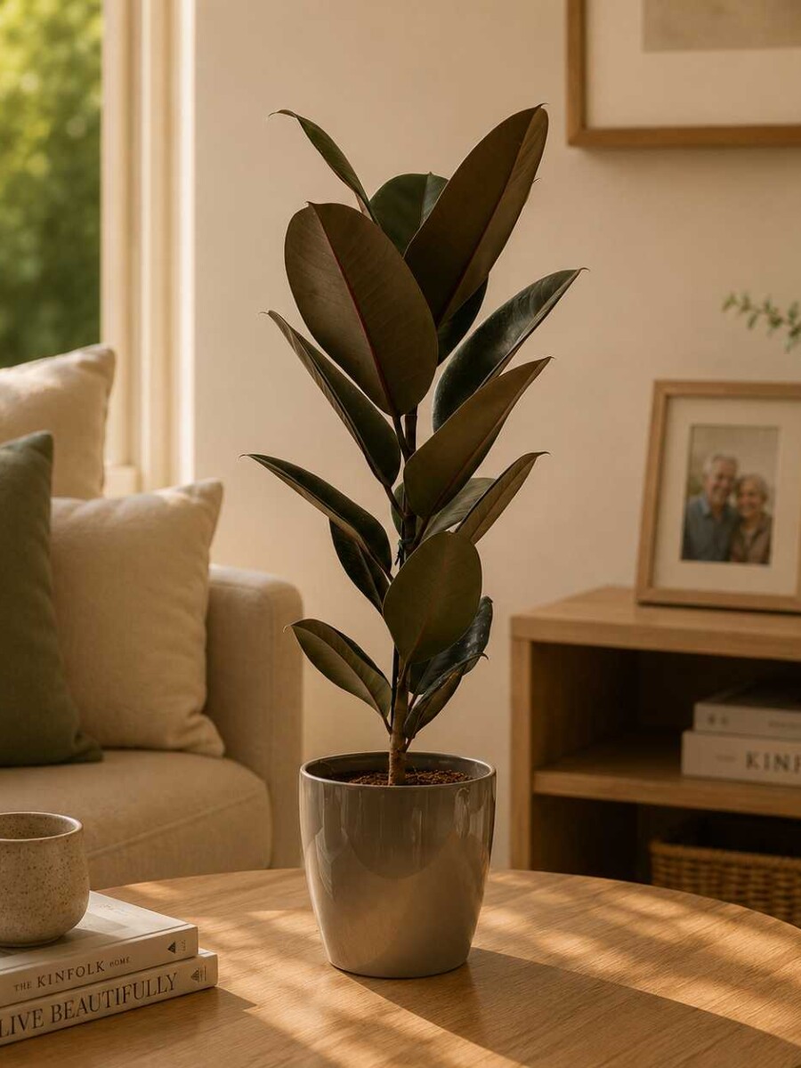 FICUS ELASTICA BURGUNDY EN PORTAMACETA PLASTICO GRAFITO