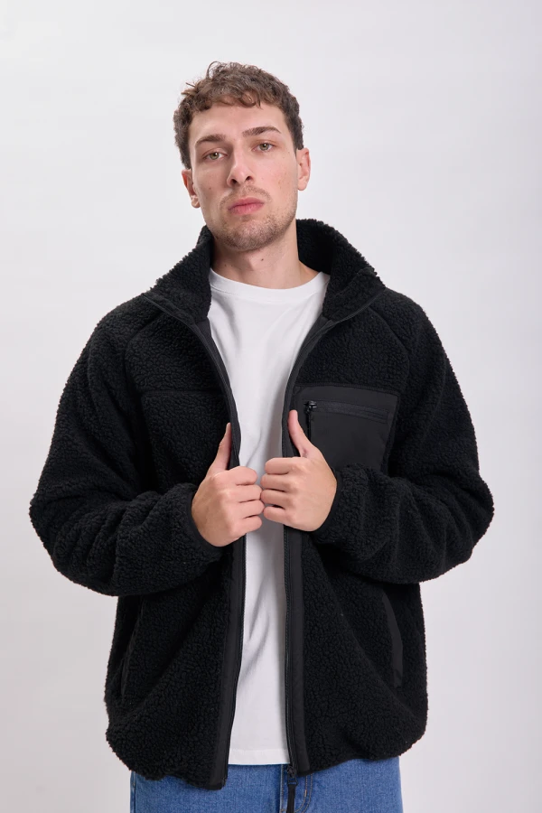 Campera sherpa Negro