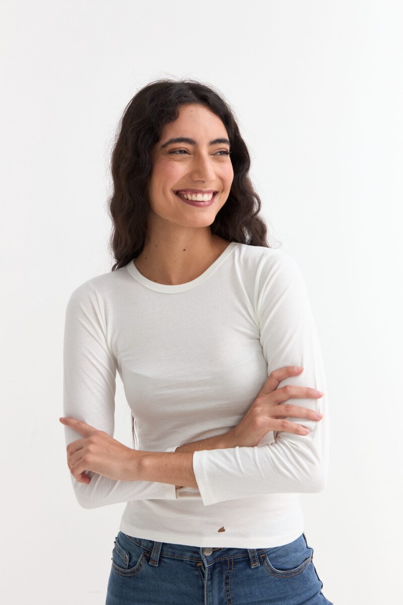 Remera m/l cuello a la base - Blanco 