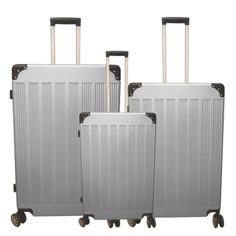 Set de 3 Valijas Rígidas Ruedas 360°Esquinas Reforzadas Gris