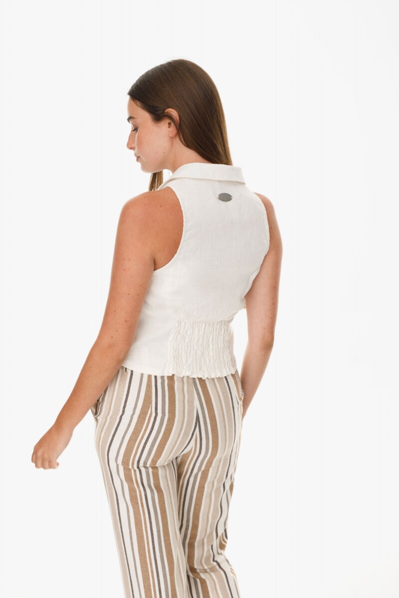 Chaleco Sapphiro Manteca con bordado beige