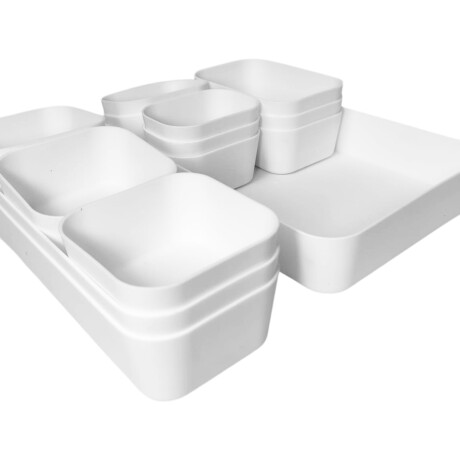 Set x14 contenedores organizadores diferentes tamaños Blanco