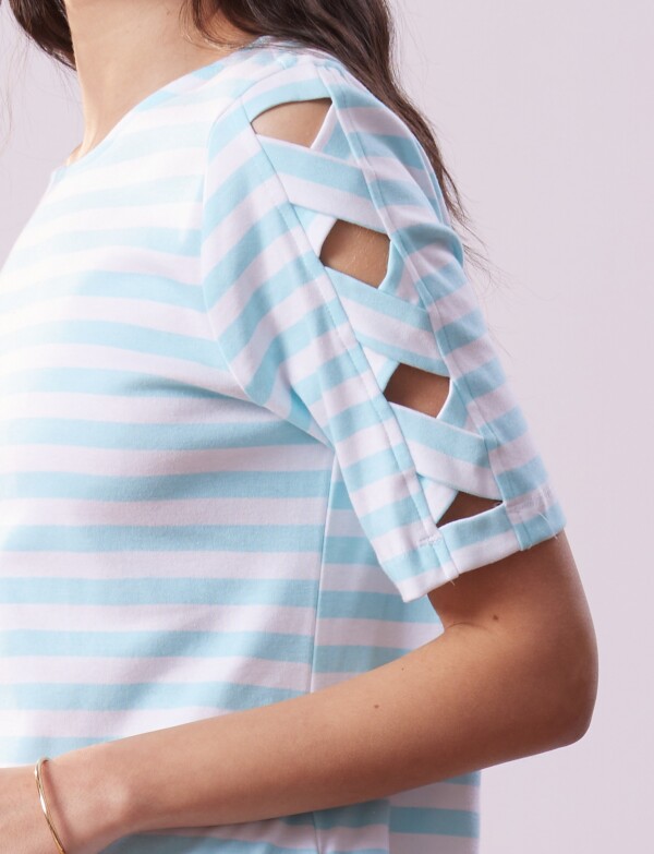 Remera Algodon Lineas VERDE AGUA/MULTI