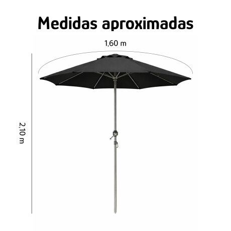 Sombrilla Jardín 2,10m Con Manivela Exterior Resistente Negro