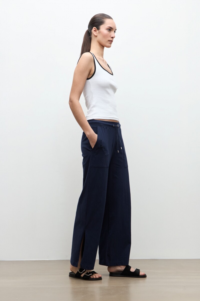Pantalon pretina elastizada azul marino