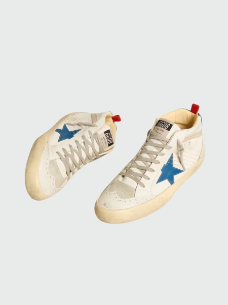 Golden Goose-MID STAR PANELLED SNEAKERS Blanco