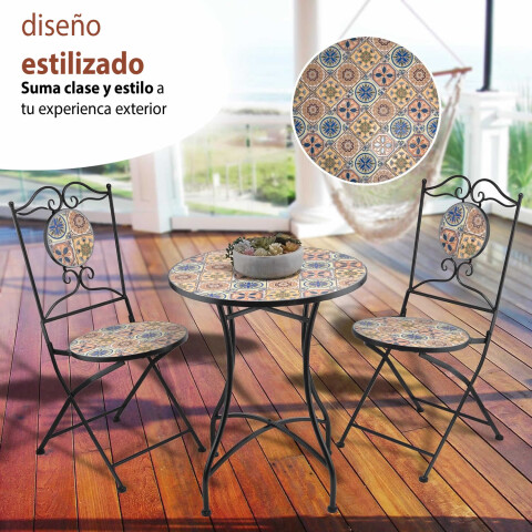 Juego de Mesa y Sillas Bistró Mediterráneo | Azulejos Decorativos para Interior y Exterior Juego de Mesa y Sillas Bistró Mediterráneo | Azulejos Decorativos para Interior y Exterior