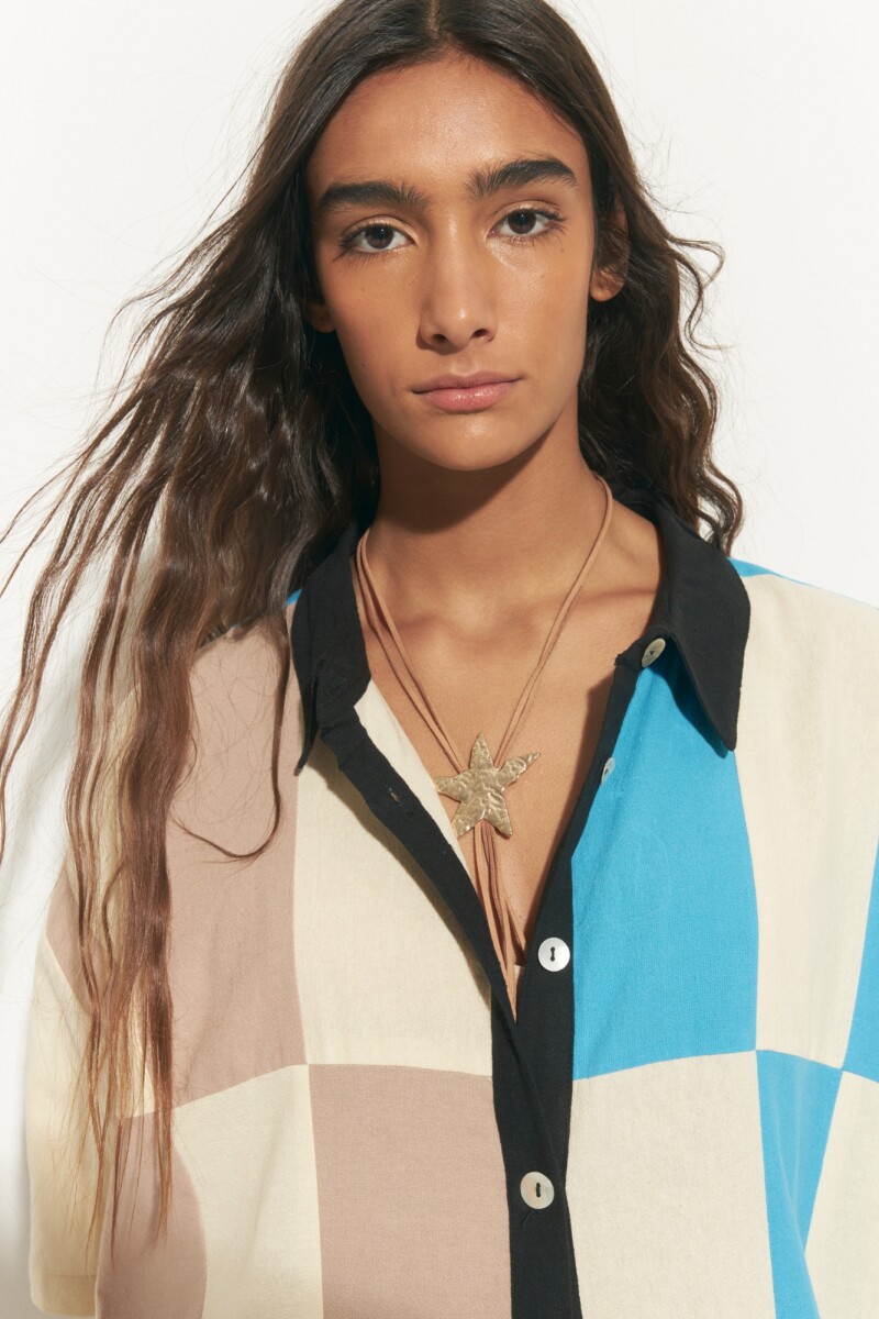 Collar cordón suede estrella - dorado 