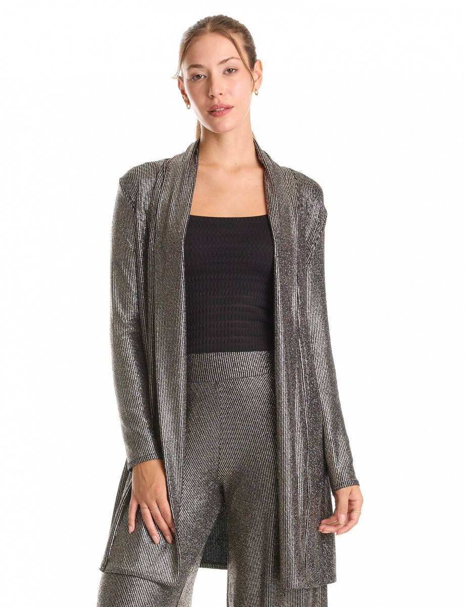 Cardigan Metalizado - Negro/dorado 