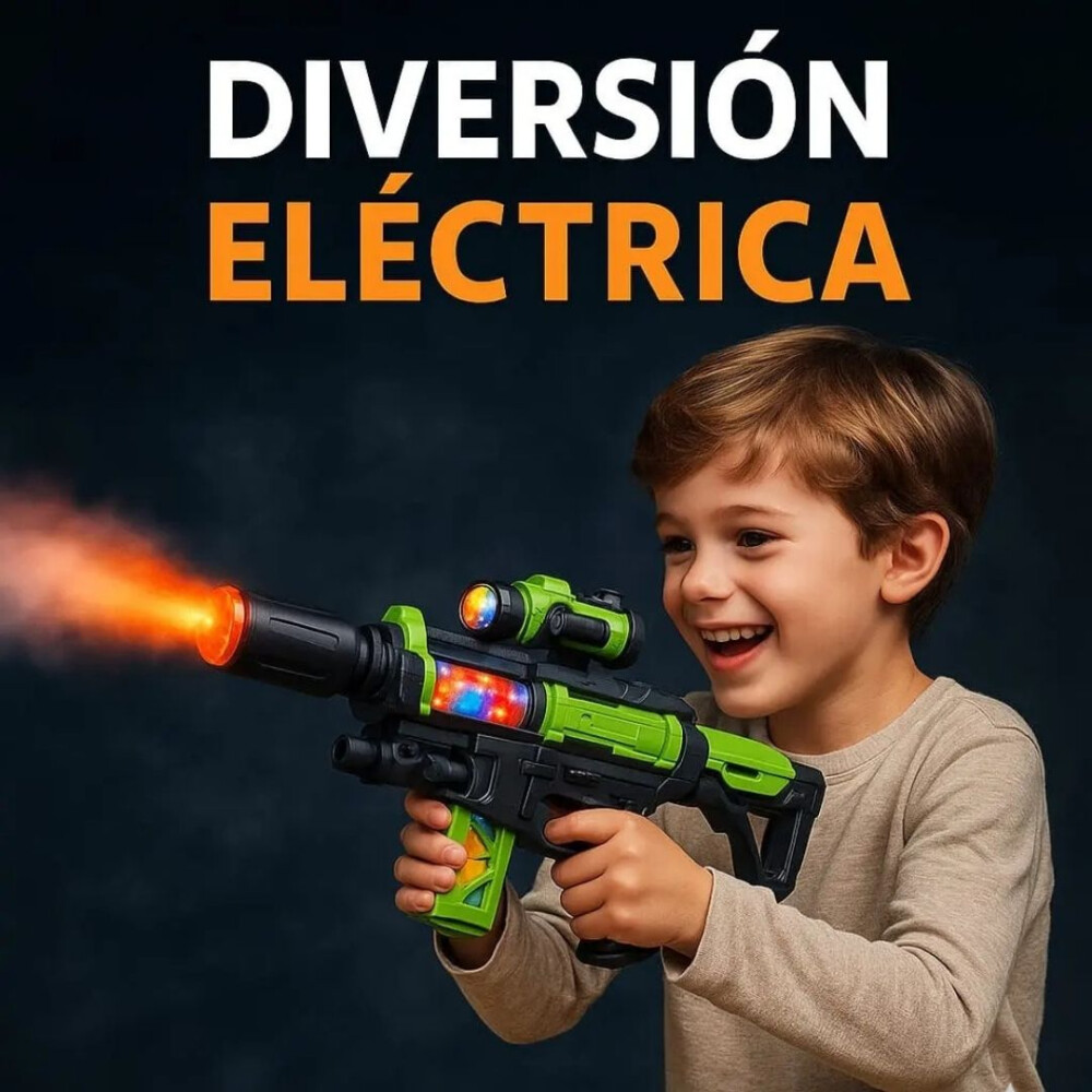 Pistola De Juguete Con Efecto Humo Y Luces VERDE